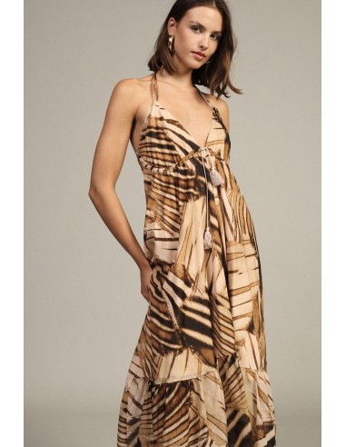 Lange jurk met geometrische print en halterneck van Dixie