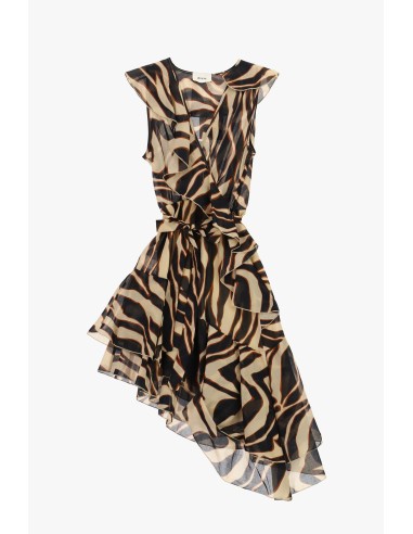 Robe courte portefeuille avec volant asymétrique Dixie