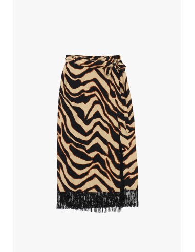 Jupe midi à imprimé animalier avec franges Dixie
