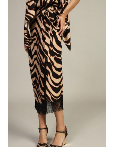 Jupe midi à imprimé animalier avec franges Dixie