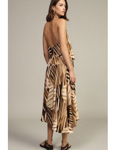 Jupe midi asymétrique à imprimé feuilles Dixie