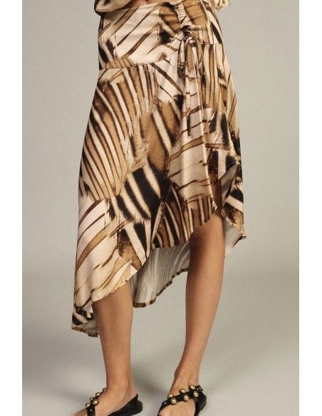 Asymmetrische midi-rok met bladprint van Dixie