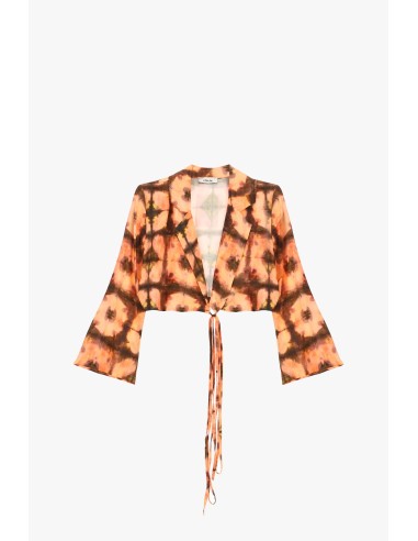 Blouse courte à motifs avec nœud sur le devant Dixie