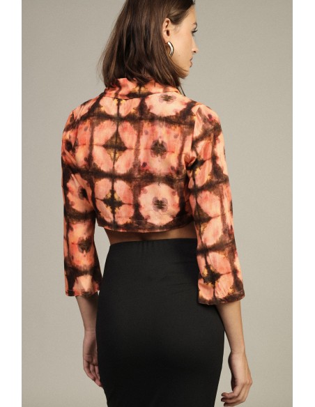 Blouse courte à motifs avec nœud sur le devant Dixie