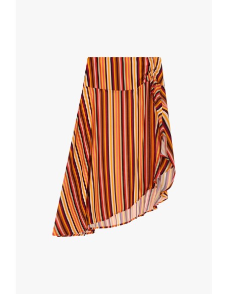 Jupe courte asymétrique à rayures avec nœud Dixie