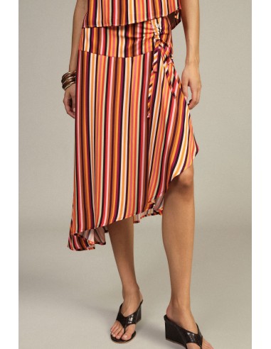 Jupe courte asymétrique à rayures avec nœud Dixie