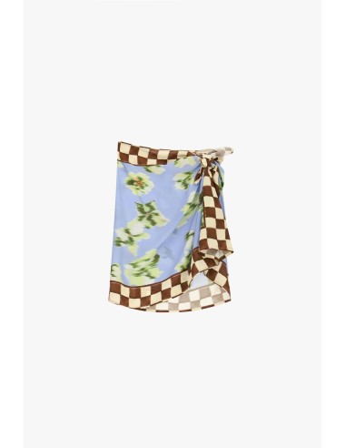 Jupe courte à motif floral avec bordure à carreaux Dixie