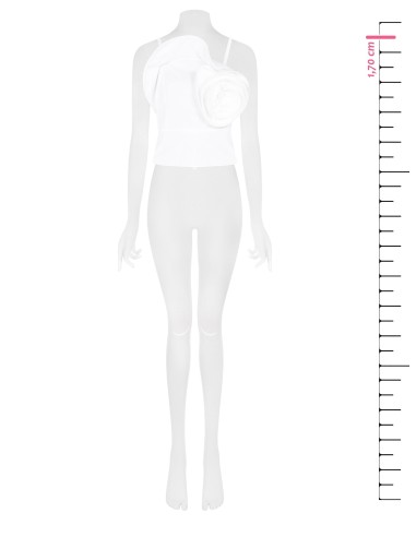 Top bustier en coton avec maxi rose structurée Rinascimento