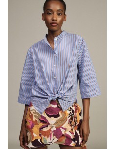 Chemise à rayures avec nœud sur le devant et manches larges Dixie