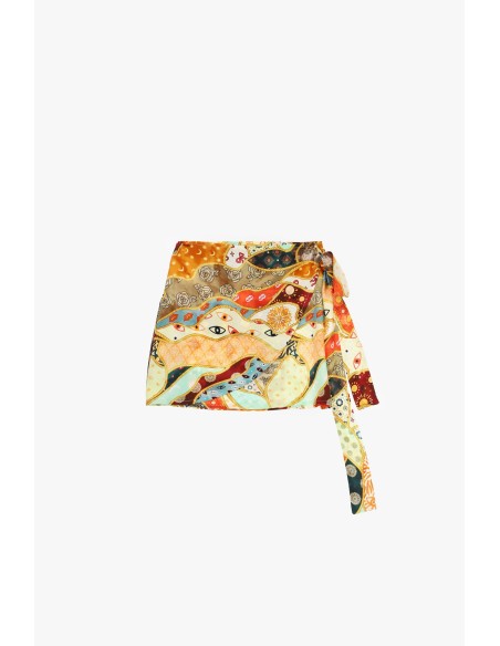 Jupe courte à motifs patchwork avec nœud latéral Dixie