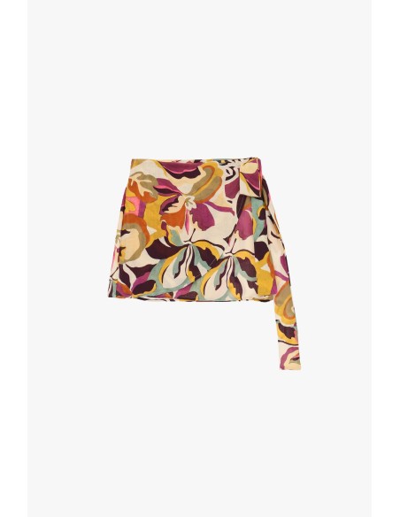 Jupe courte à motif floral avec nœud latéral Dixie
