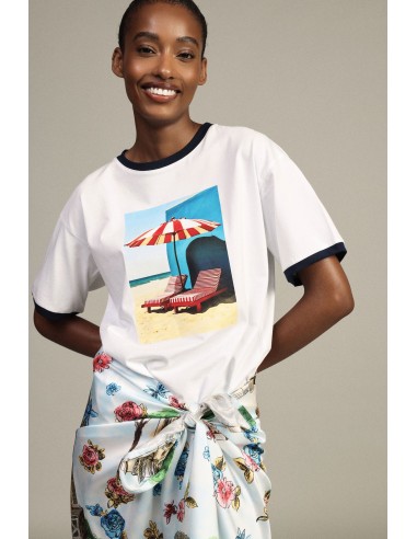 T-shirt met ronde hals, fotoprint en contrasterende boorden Dixie