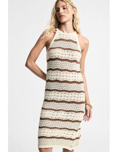Robe midi rayée ajourée sans manches, s’il vous plaît