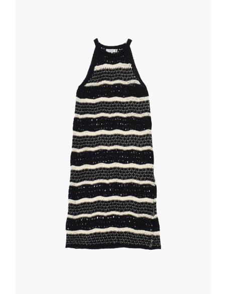 Robe midi rayée ajourée sans manches, s’il vous plaît