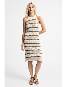 Robe midi rayée ajourée sans manches, s’il vous plaît