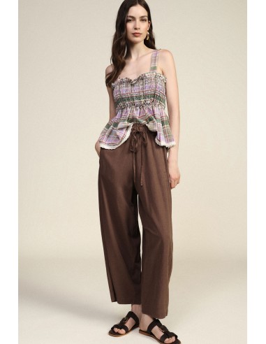 Pantalon palazzo court avec élastique et cordon de serrage Dixie