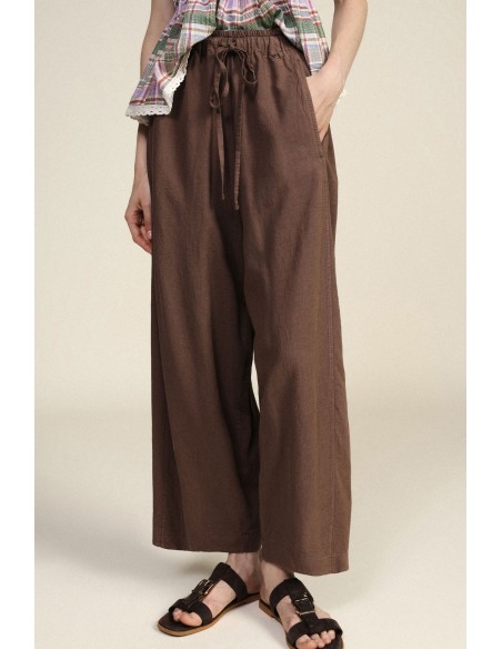 Pantalon palazzo court avec élastique et cordon de serrage Dixie