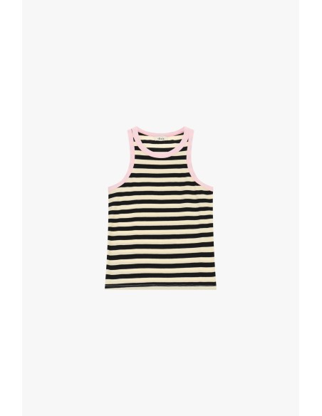 Top rayé sans manches avec bordures contrastantes Dixie