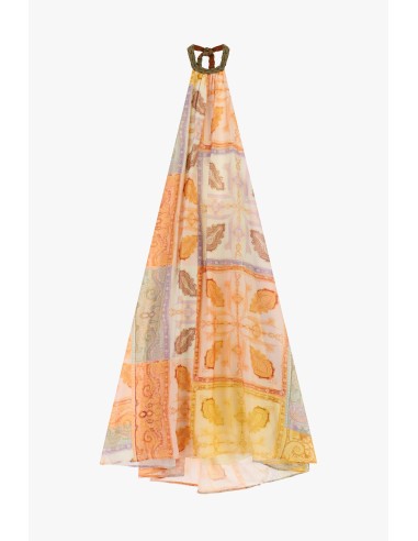 Robe longue à imprimé patchwork avec encolure nouée Dixie