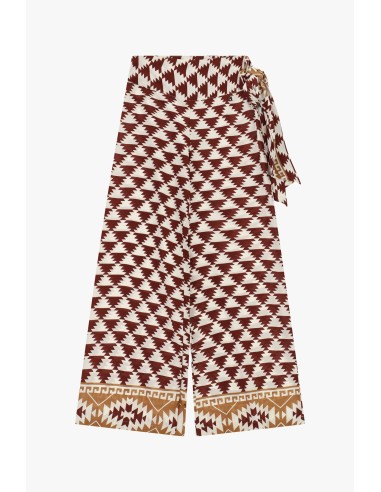 Palazzo-broek met geometrische print en ceintuur aan de zijkant Dixie
