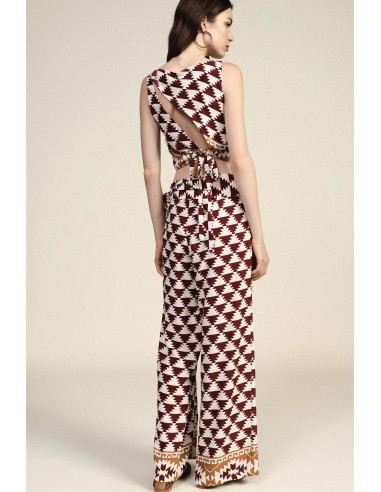 Palazzo-broek met geometrische print en ceintuur aan de zijkant Dixie