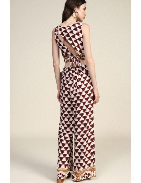 Pantalon palazzo à imprimé géométrique avec ceinture latérale Dixie