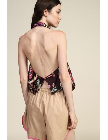 Top à motif floral et encolure à nouer Dixie