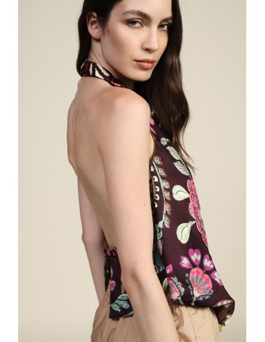 Top à motif floral et encolure à nouer Dixie