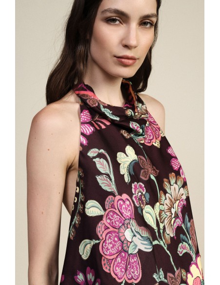 Top à motif floral et encolure à nouer Dixie