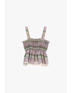 Top met ruitpatroon, spaghettibandjes en gerimpelde details Dixie 2