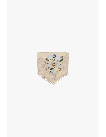 Top bandana avec broderie florale et détails à pompons Dixie
