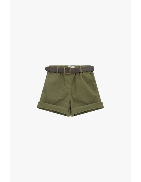 Short regular fit avec ceinture et revers Please