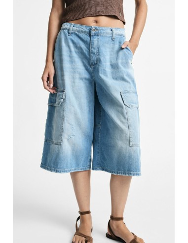 Shorts cargo en denim à jambes larges et poches latérales Please