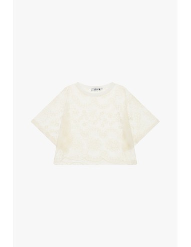 Top boxy avec broderie florale et bord festonné Please