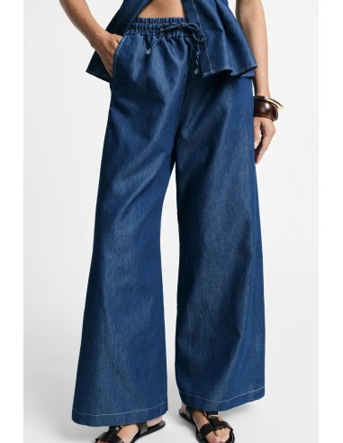 Pantalon palazzo à taille élastique avec cordon de serrage Please