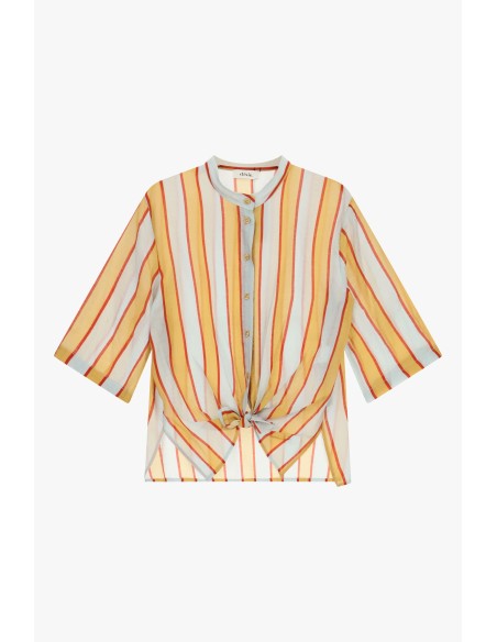 Chemise à rayures avec nœud sur le devant et manches larges Dixie