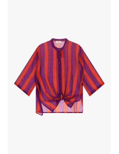 Chemise à rayures avec nœud sur le devant et manches larges Dixie