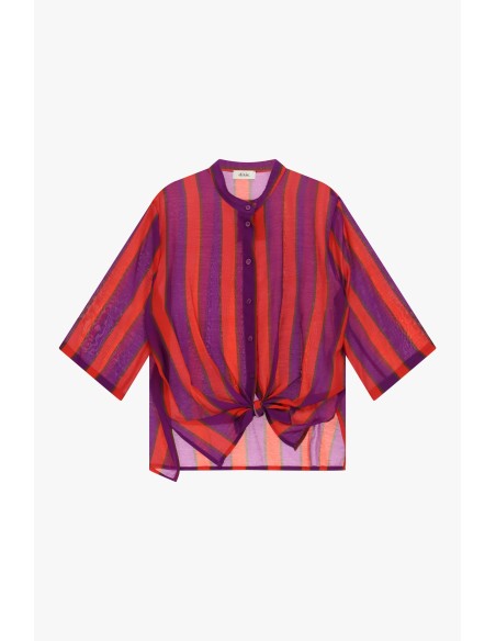 Chemise à rayures avec nœud sur le devant et manches larges Dixie