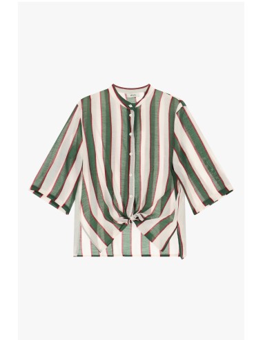 Gestreept shirt met knoop aan de voorkant en wijde mouwen Dixie