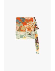 Korte rok met bloemenprint en zijstrik Dixie