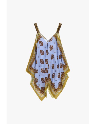 Dixie top met paneel, gevlochten schouderbandjes en bloemenprint