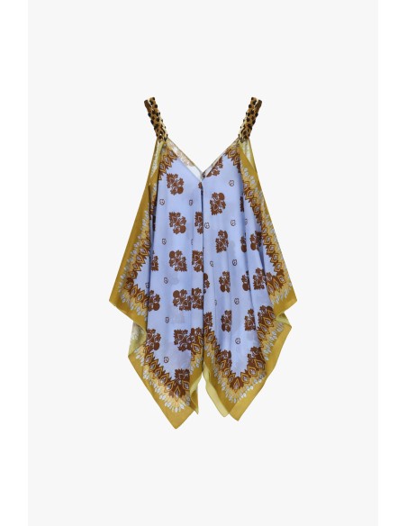 Dixie top met paneel, gevlochten schouderbandjes en bloemenprint