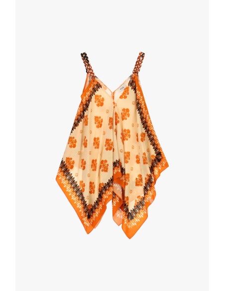 Top à empiècement avec bretelles entrelacées et motif floral Dixie