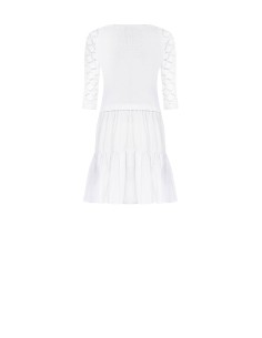 Korte jurk met 2-delige look, katoenen rok met ruches en gehaakte top, Rinascimento 2