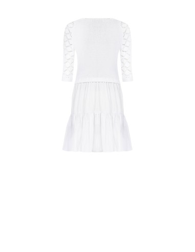 Robe courte effet 2 pièces avec jupe trapèze en coton à volants et top crochet Rinascimento
