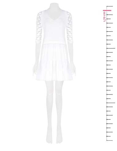 Robe courte effet 2 pièces avec jupe trapèze en coton à volants et top crochet Rinascimento