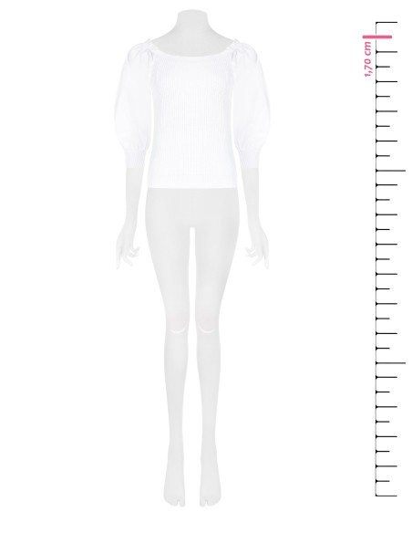 Top en maille torsadée en mélange de coton avec manches bouffantes en popeline Rinascimento