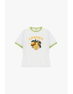 T-shirt à col rond imprimé agrumes et bordures contrastantes Dixie 2