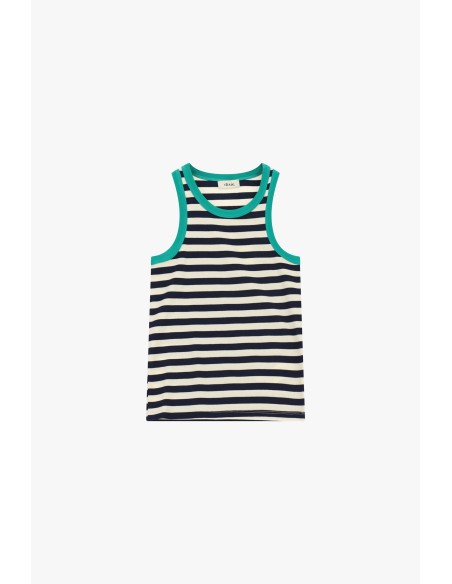 Top rayé sans manches avec bordures contrastantes Dixie