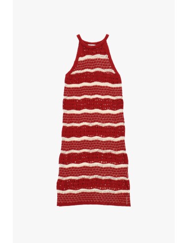 Robe midi rayée ajourée sans manches, s’il vous plaît